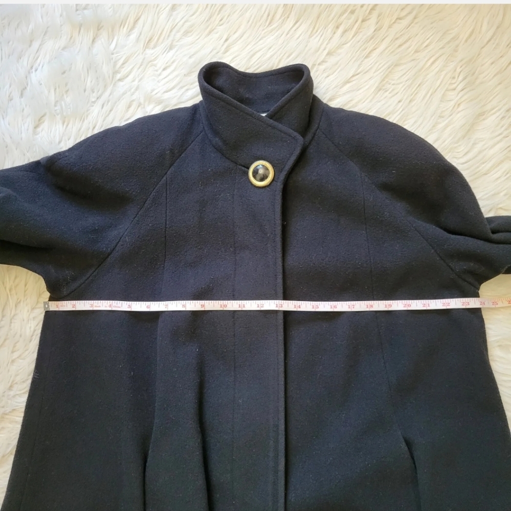 VTG Preston & York Dillards Long Wool Coat UNITE USA Black Size 10 Gold Buttons - Picture 9 of 13